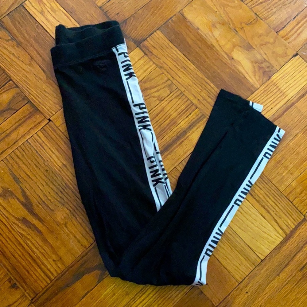 Pink Victoria’s Secret black and white leggings size: XS